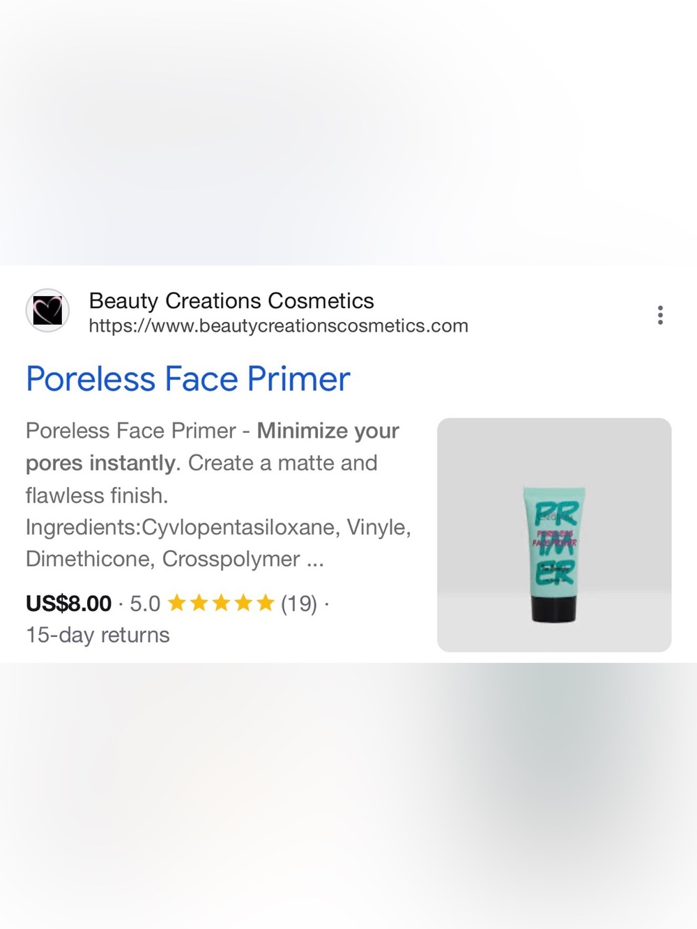 Beauty Creations Matte Face Primer